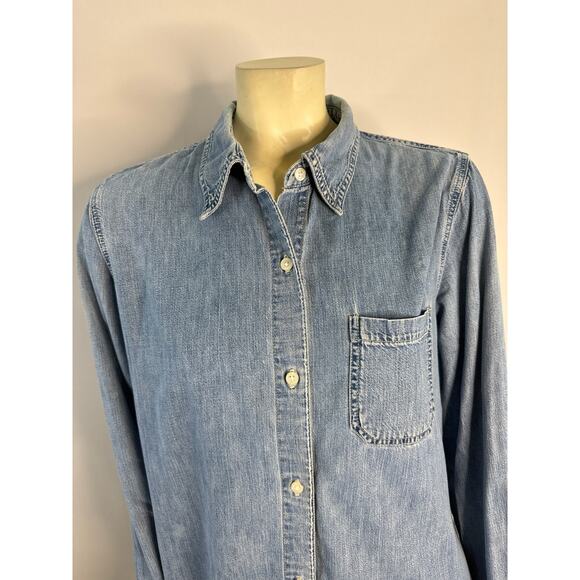 Vintage Y2K Gap Denim button down blue shirt ladies size large - Picture 6 of 13